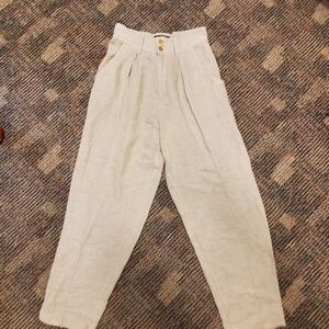 Vintage Express Beige Linen Blend High Waisted Pants Size 7